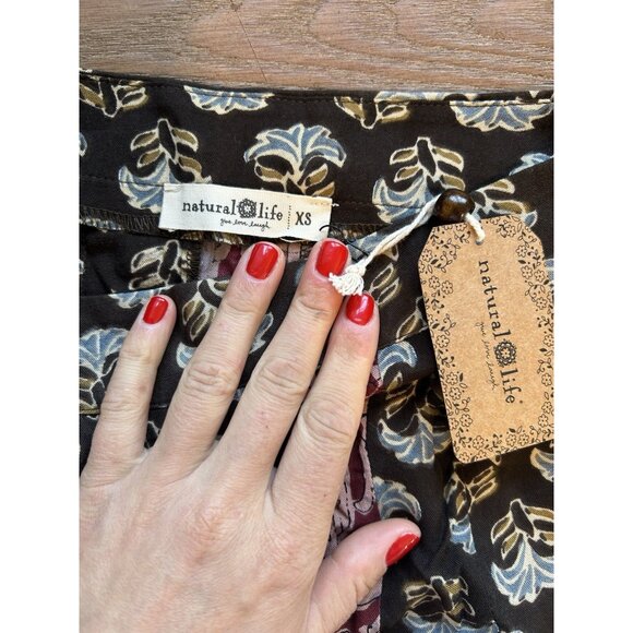 New Natural Life Color Block Patchwork Floral Flowy Maxi Skirt Boho - Picture 5 of 8